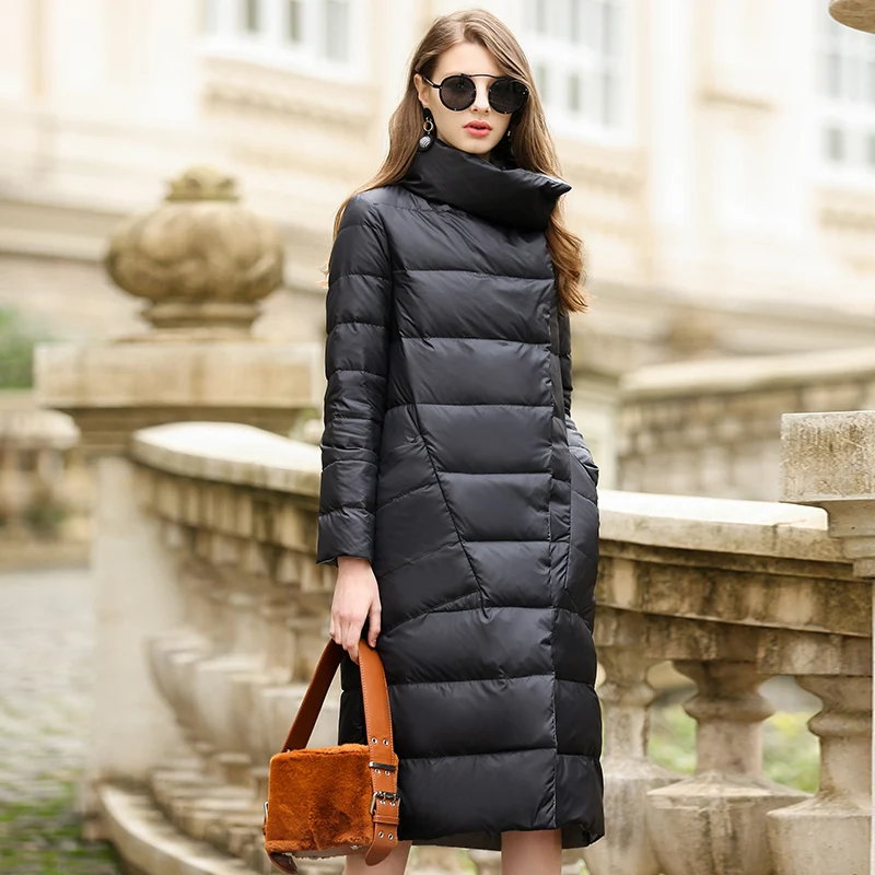 2023 Winter Down Jacket Women Parkas Coats Turtleneck Long Casual Light Warm Duck Down Double Sided Wear Waterproof Outerwear enlarge