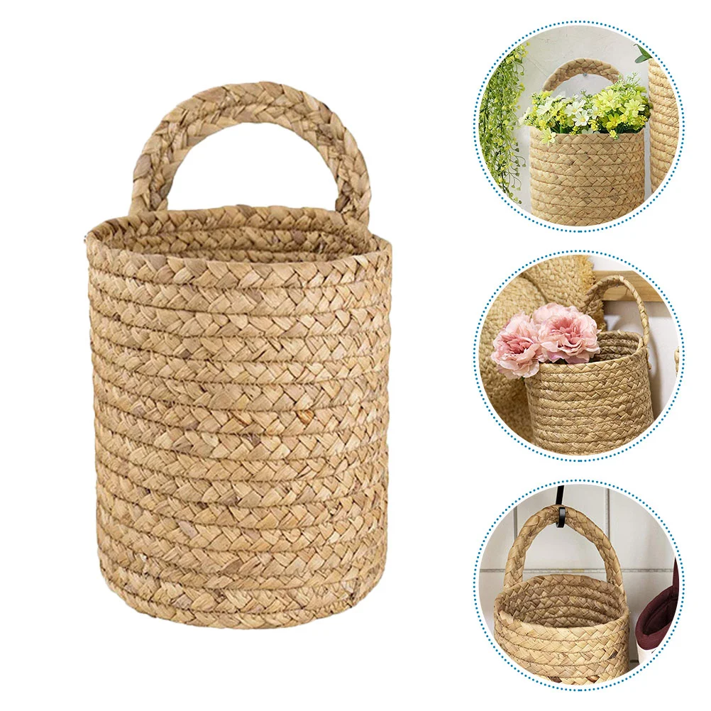 

Woven Basket Handbag Hanger Seagrass Storage Basket Vase Wicker Wall Organizer