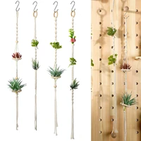 4 pcs macrame hang plants holders and hook set cotton woven flower pot plants hangers with tassel for indoor outdoor garden