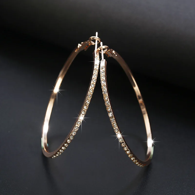 

Простые серьги-кольца в ретро стиле для женщин, модные циркониевые геометрические круглые большие серьги из сплава, корейские модные украшения