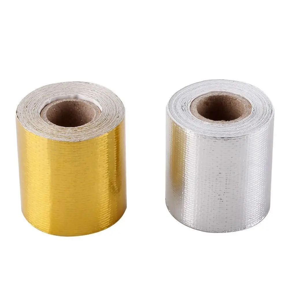 

5CM*5M Gold Silver Aluminum Foil Heat Insulation Wrapping Tape Exhaust Pipe Protector Thermal Fiber Cloth Motorcycle Accessories