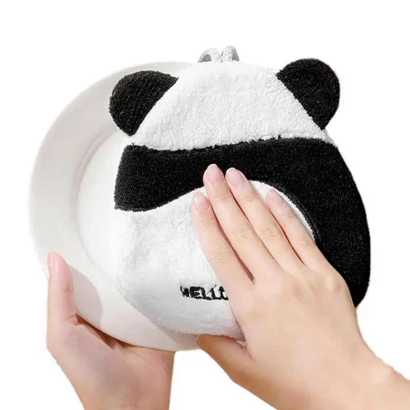 

Симпатичные подвесные полотенца с пандой из волокна высокой плотности, милые полотенца для рук, ткань для мытья с подвеской для купания, обе...