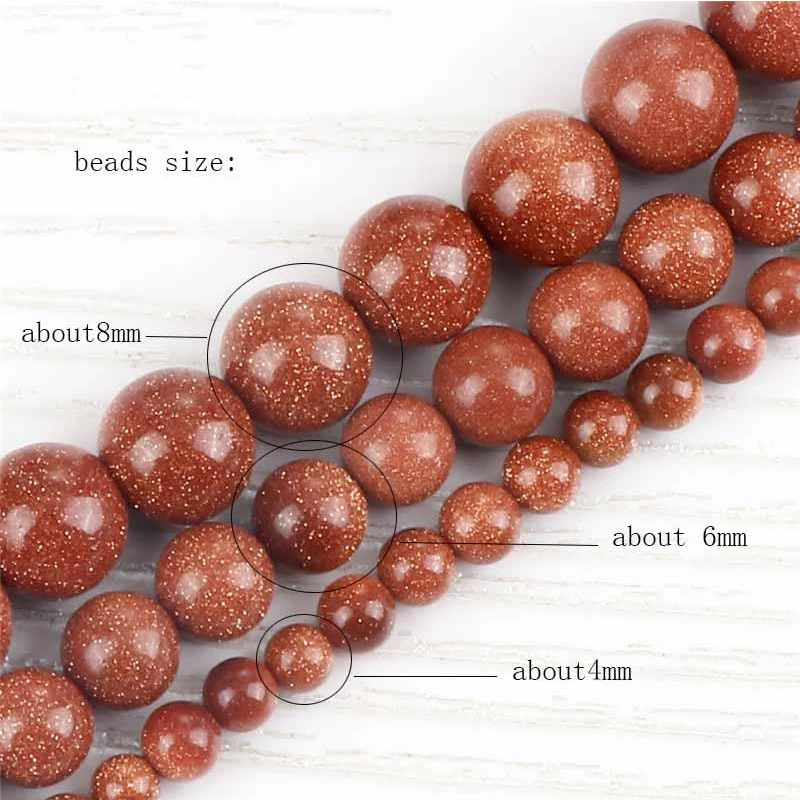 Оптовая продажа Круглые бусины 8/6/4 мм из натурального песка золотистого цвета