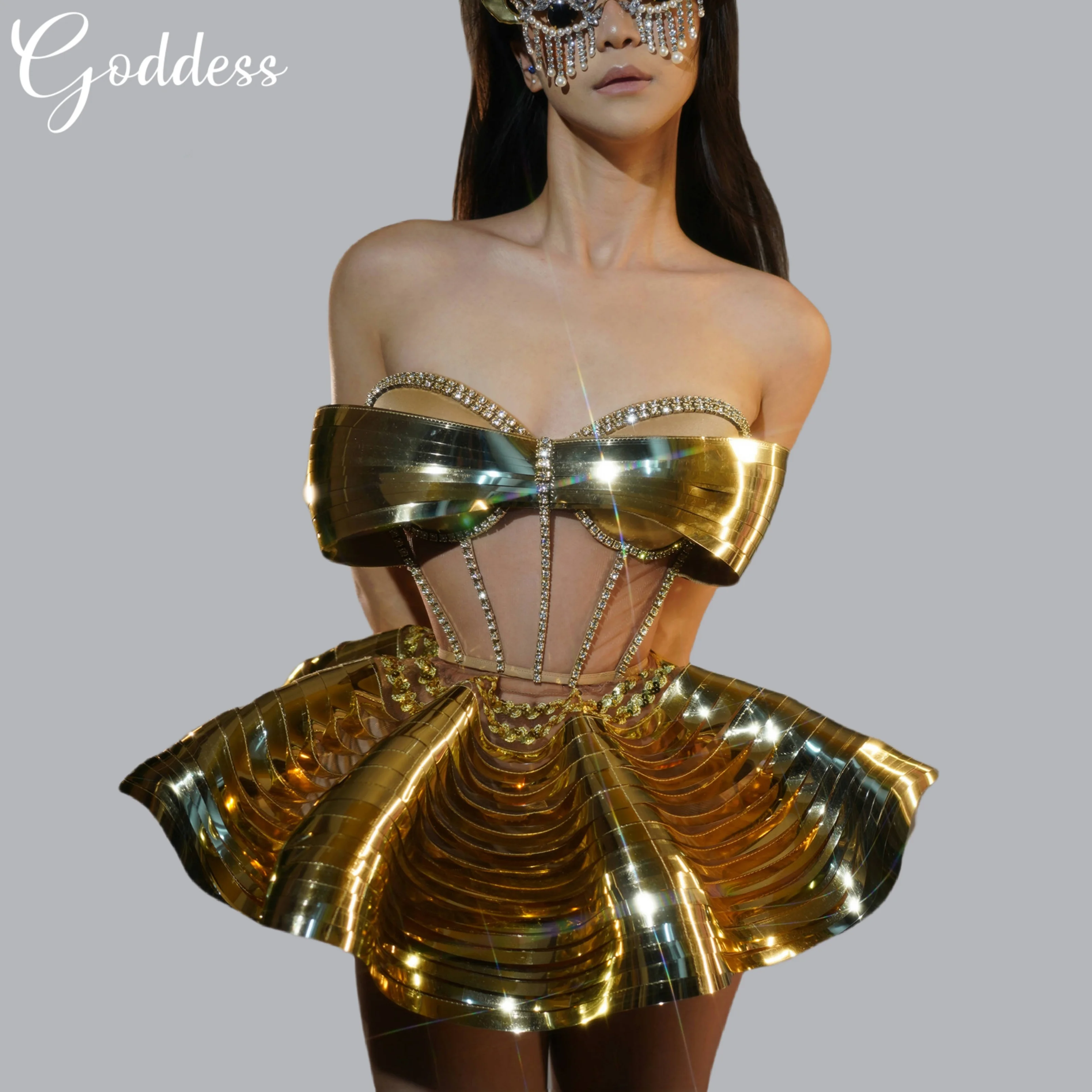 Женский вечерний клубный ночной топ без бретелек со стразами укороченный