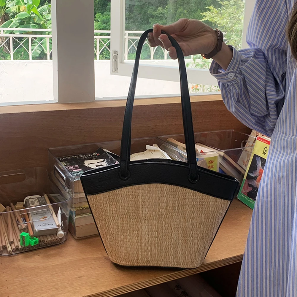 Соломенная сумка для женщин 2024 пляжная через плечо из рафии сумки ротанга