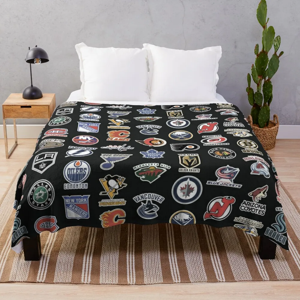 NHL teams black Throw Blanket Camping Blanket