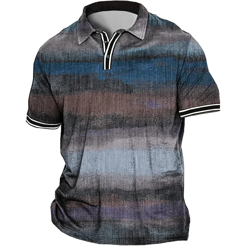 

Men's Plus Size Shirt Big and Tall Optical Illusion Turndown Short Sleeve Spring & Summer Tropical Fashion Outdoor Street Tops
