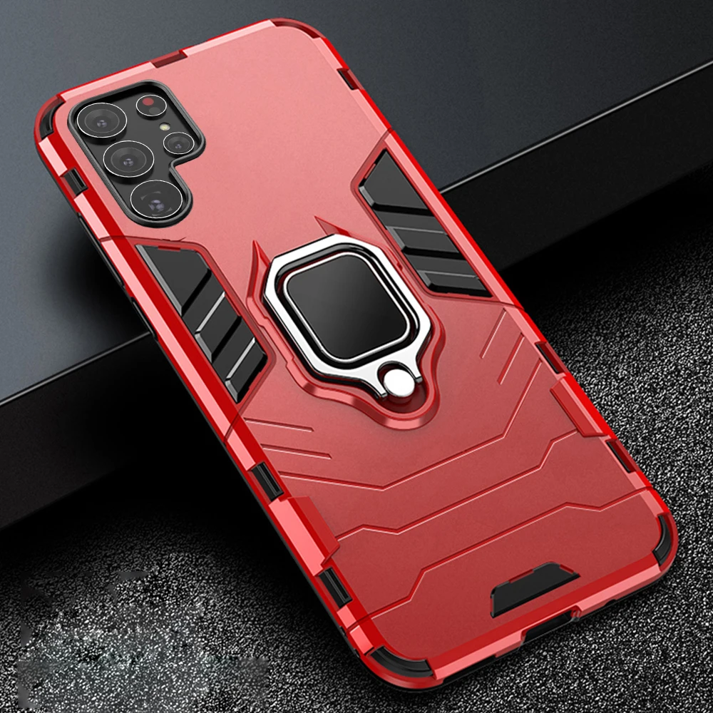

For Samsung Galaxy S23 Ultra S22 S21 S20 S10 Plus 5G S9 S8 Armor Shockproof Magnet Car Holder Ring Case For Samsung Note 20 10 9