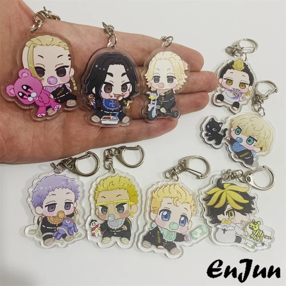 

Anime Tokyo Revengers Cosplay Keychain Tokyo Avengers Baby Version Manjiro Ken Takemichi Hinata Atsushi Chibi Keyring Props Gift