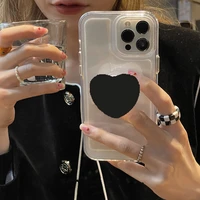 cute glass love heart ring holder stand transparent silicone soft case for iphone 13 pro max 12 11 xr x xs 7 8 plus se 3 cover