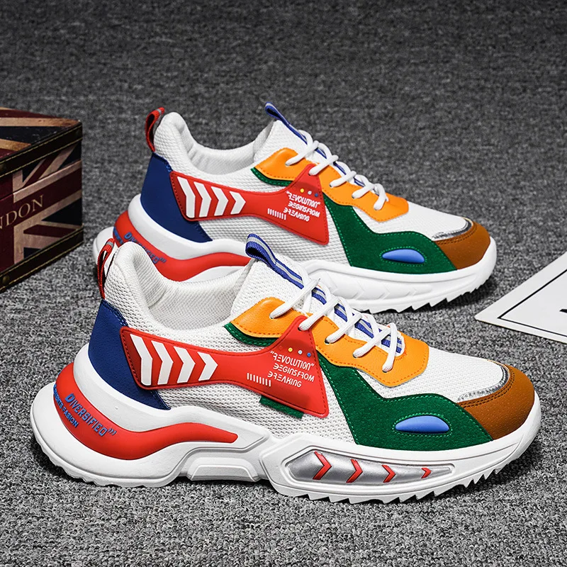 

2023 New Men's Shoes Spring/Summer Breathable Mesh Shoes Thick Sole Elevated Dad's Shoes Men's Versatile Trendy Sports Shoes