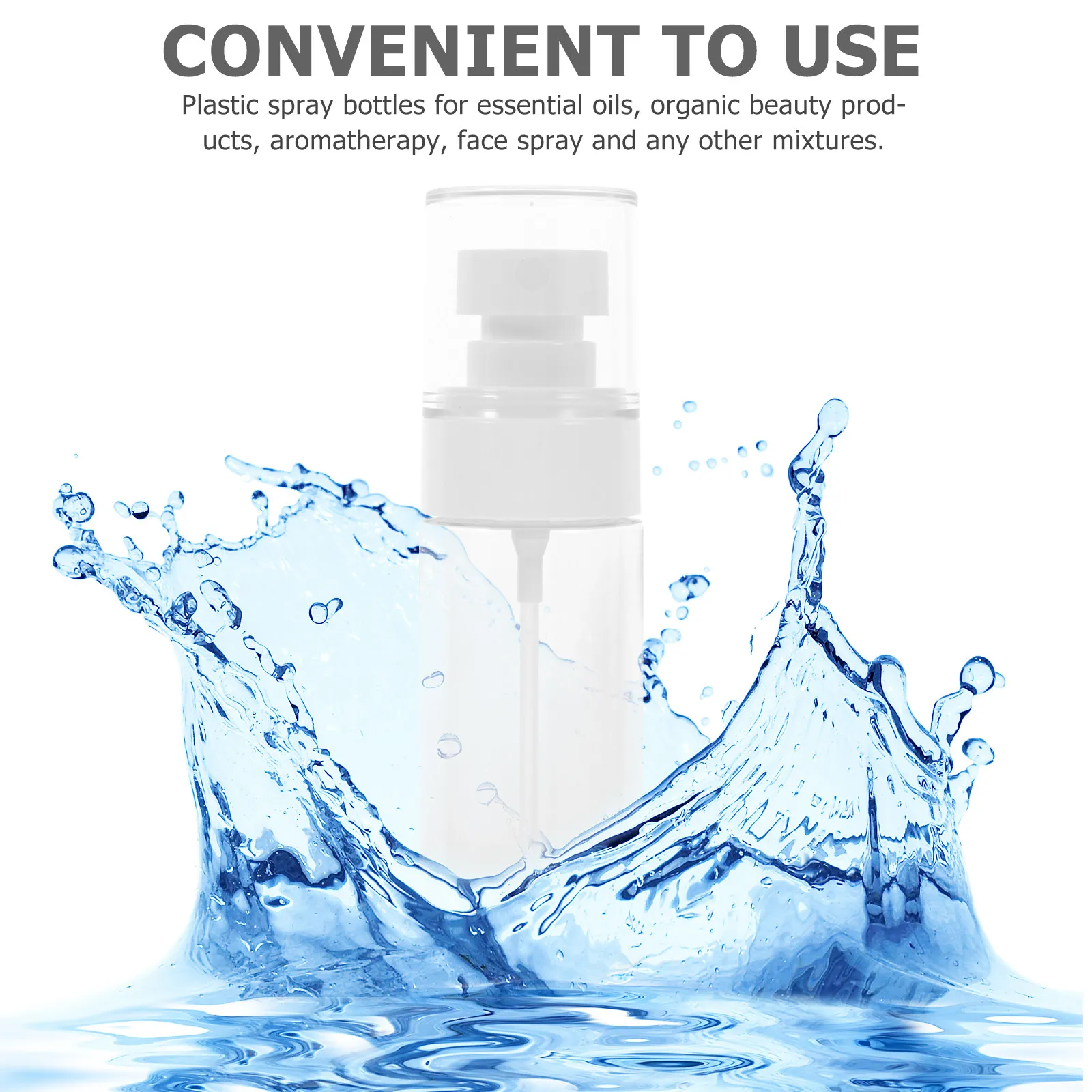 Фото Набор из 5 дорожных флаконов-спреев: маленькие многоразовые пластиковые распылители для тоника, парфюма, ароматерапии и ухода за волосами в дороге №3