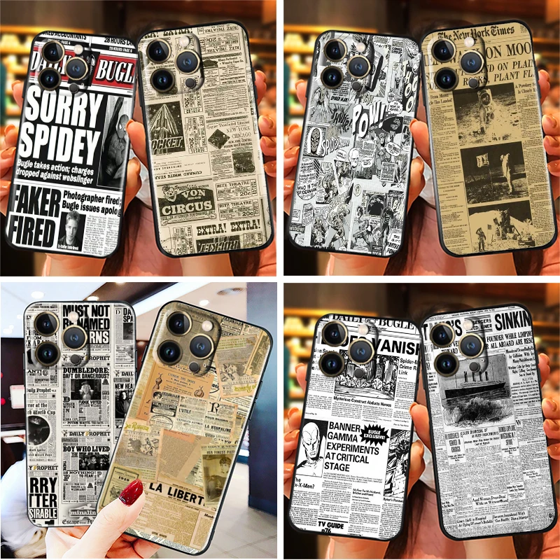 

New Nostalgic Newspaper Phone Case For Apple IPhone 13 12 11 Pro Max 13 12 Mini X XR XS Max 5 5s 6 6S 7 8 Plus SE2020 Funda