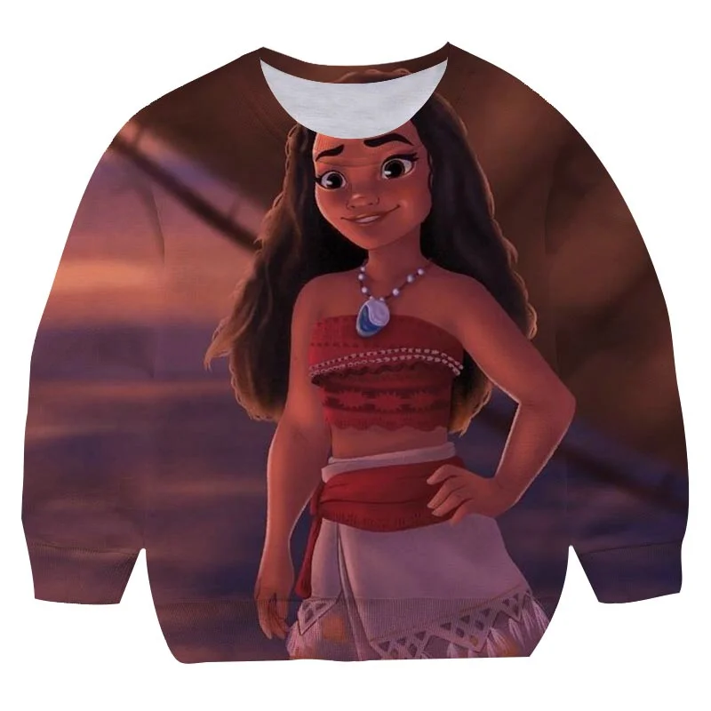 

Children's Clothing Disney Lovely Moanna Princess Long-sleeved Harajuku Sweatshirt Girls Hooded Tops Children Print 3D Hoodies