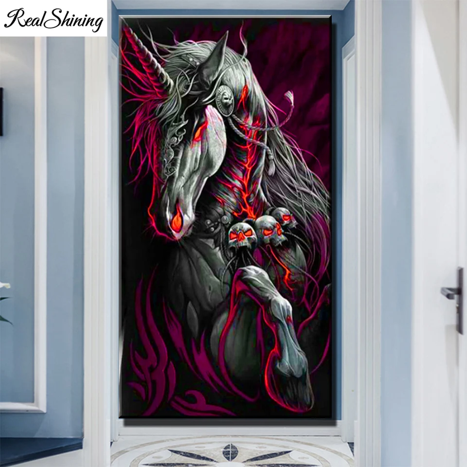 

Diamond Painting New Collection Mythical Unicorn Gothic Skull 5D DIY,Full Diamond Mosaic Horse Diamond Embroidery Large T1309