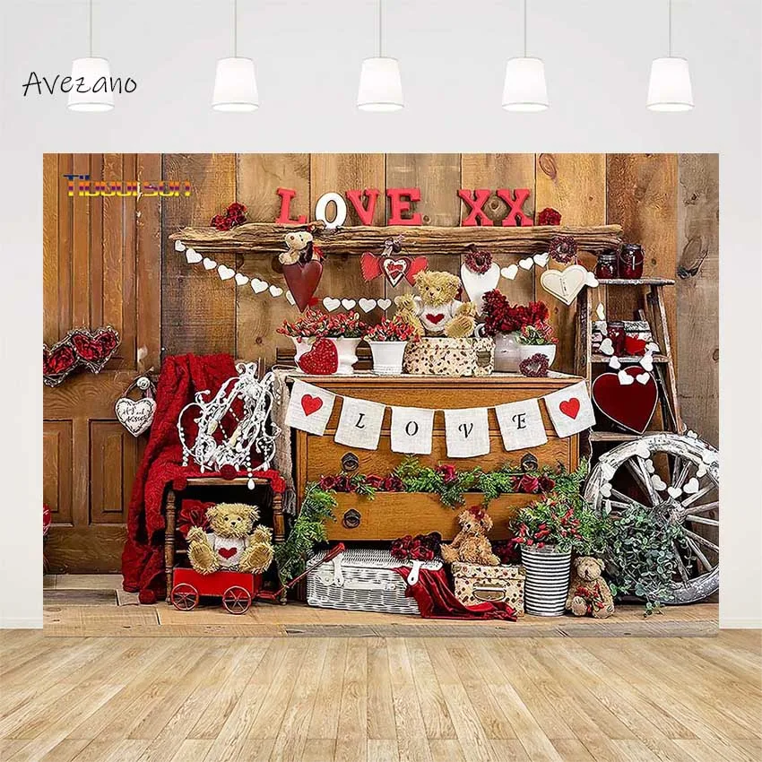 

Avezano День Святого Валентина фоны для фотографии 14 февраля Роза цветок Романтический Дети Портрет фон фото студия Декор