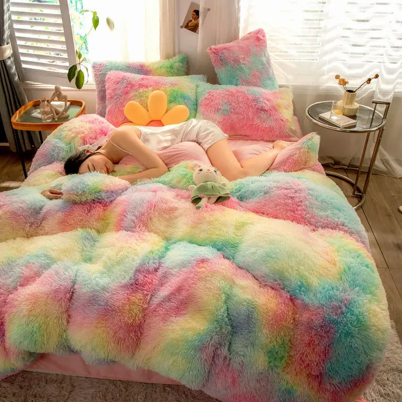 Fluffy Coral Fleece Warm And Comfortable Princess Bedding Set Mink Quilt/Quilt Cover Bed Quilt Blanket Pillowcase