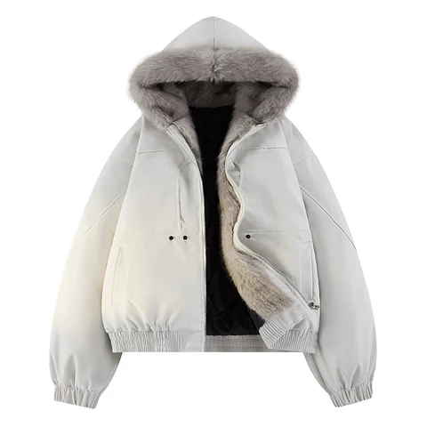 Мужская зимняя хлопковая куртка на флисовой подкладке с капюшоном, застежкой-молнией спереди, регулируемым шнурком, карманами, ветрозащитным и теплым.