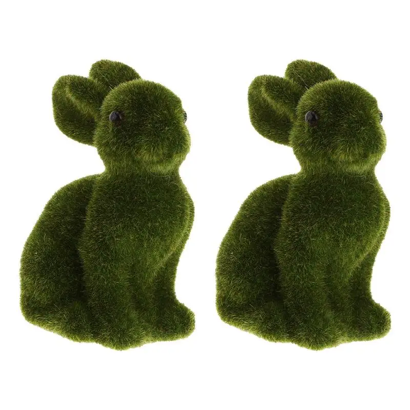 

2PCS Flocking Simulated Animal Small Sitting Rabbit Furniture Decor Prop Flocking Simulation Sitting Rabbit Furniture Ornament