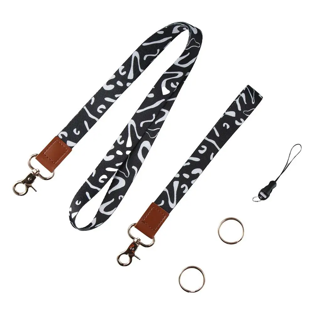 

2Pcs New ID Card Badge Holder Durable Portable Lanyard Rotatable Buckle High Quality Key Ring Key Chains