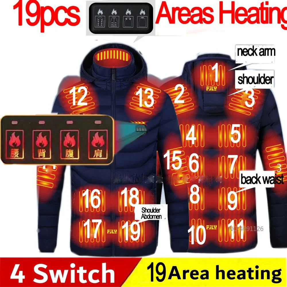 

Мужские зимние теплые куртки NWE с USB-подогревом, умный термостат, однотонная одежда с подогревом, водонепроницаемые теплые куртки