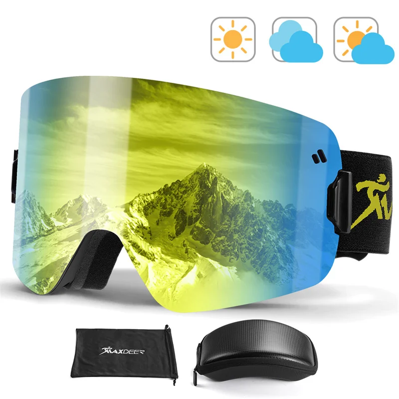 Magnetic Ski Goggles Set Anti-Fog 100% UV400 Protection Snow Goggles Snowboard for Men Women OTG Over Glasses Skiing Eyewear