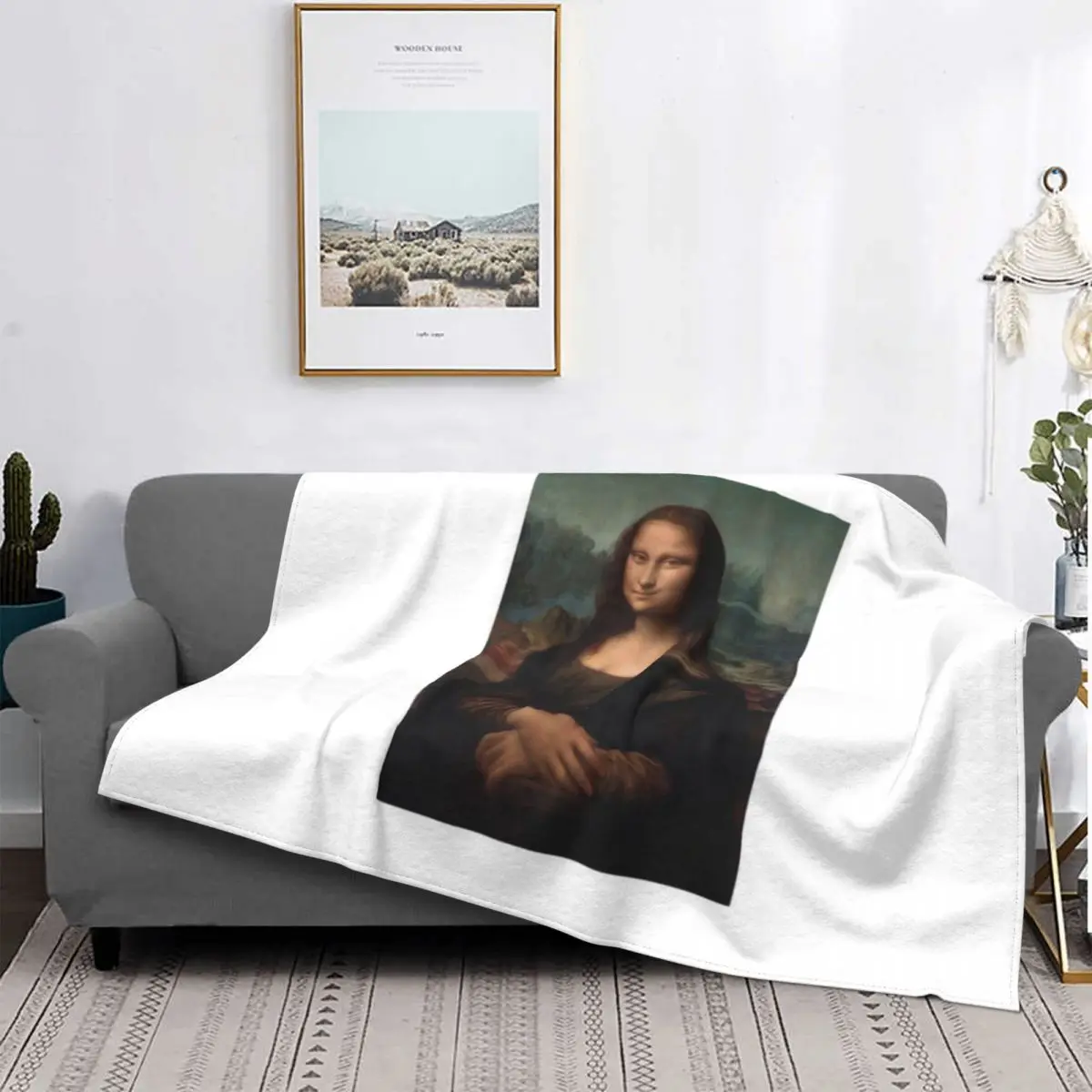 

Mona Lisa Flannel Throw Blanket davinci classic art Blankets for Bed Outdoor Ultra-Soft Plush Thin Quilt