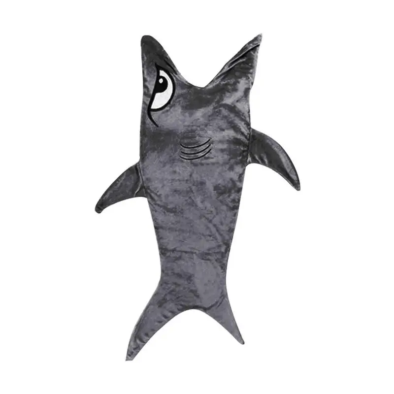 

Shark Sleeping Bag High Quality Fabric Mermaid Shawl Blanket Pajamas Double Layer Plush Animal Blanket For Camping Trips