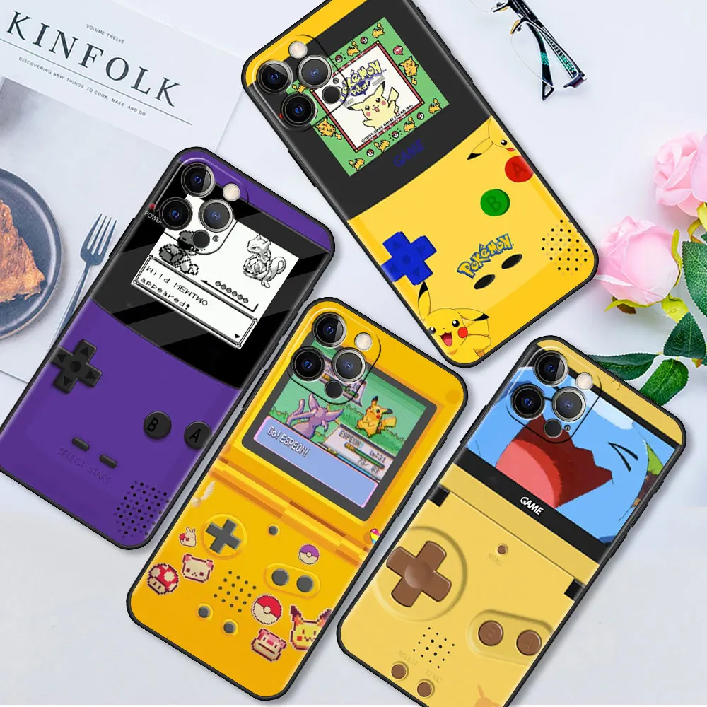 

Luxury Cute Game Pokemon Case For iPhone 14 Plus 13 12 Mini 11 Pro Max 7 8 6 6S 10 14+ XR X XS Silicone Black Soft Phone Coque