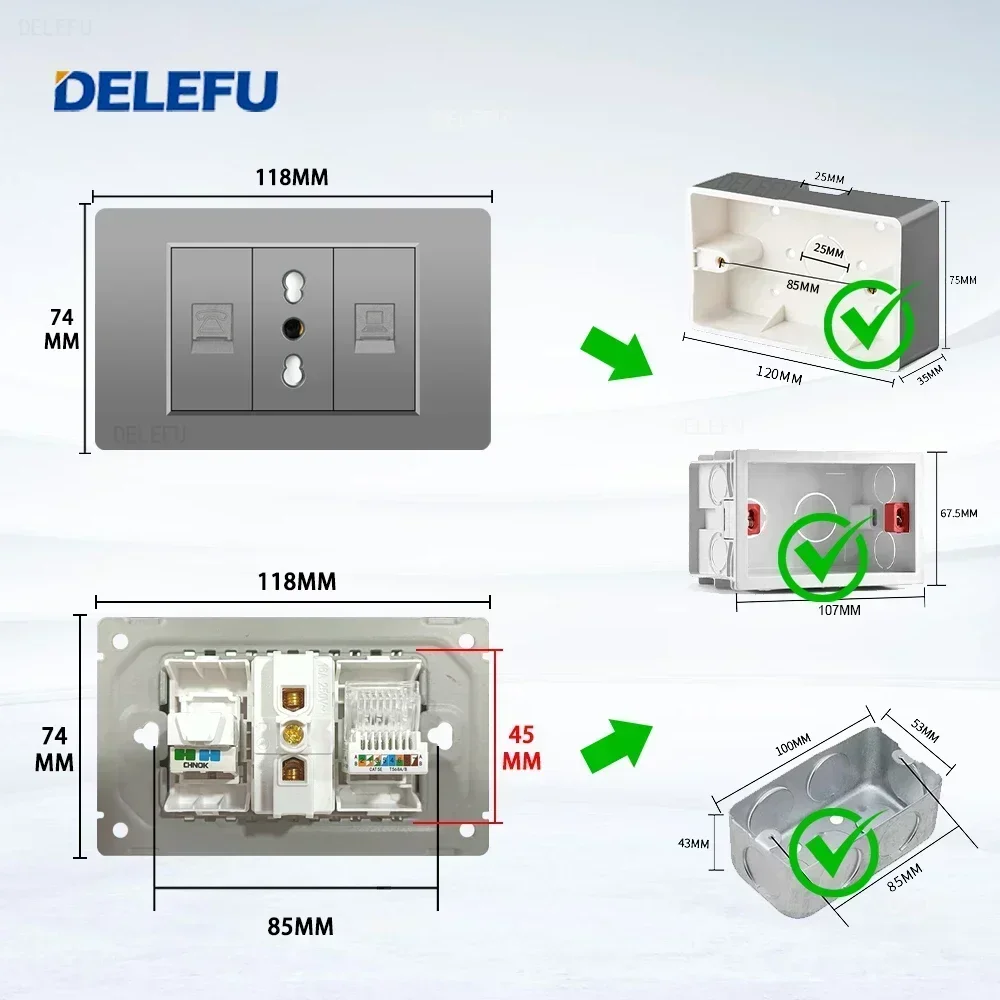 Серая огнестойкая панель из поликарбоната DELEFU Итальянский стандарт 118*74 мм