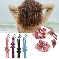 delicate gentle lining adjustable curling rod headband lazy silk ribbon for girl hair curler hair roller