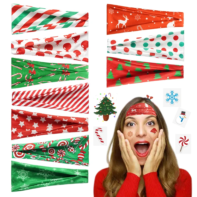 

Christmas Headband Unisex Couple Elastic Hair Band Cycling Yoga Sport Sweat Turban Headwrap Face Wash Headwear Hair Accessories