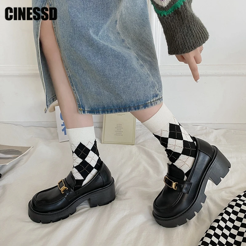 

Лоферы для женщин, новинка 2022, женские туфли-лодочки без застежек, платье, милая Лолита, обувь для косплея, каблук, металлические украшения, п...