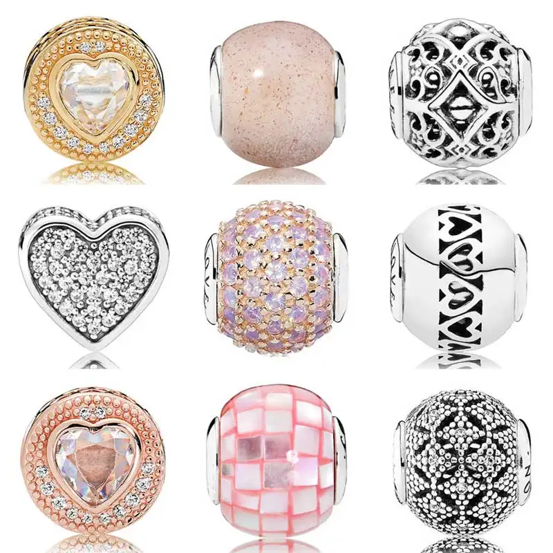 Бусины из розового золота с фианитами «Любовь и сострадание» подходят для браслета из коллекции эссенций Пандоры 925 пробы серебряные очаровательные ювелирные изделия