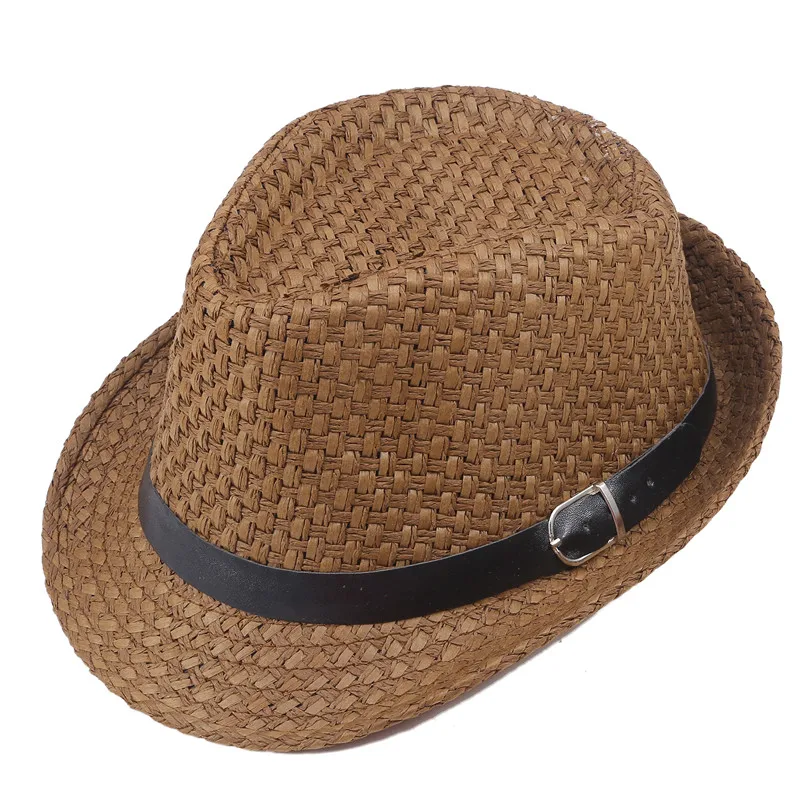 

Соломенная шляпа для мужчин, однотонная винтажная шапка-трилби, простая Удобная дышащая модная кепка от солнца, для джазовых танцев, лето