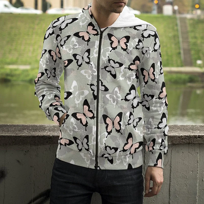 

2023 New Colorful Butterfly Zip Up Hoodies Men Women Children 3D Print Sweatshirts Fashion Casual Cool Streetwear Coats Clothing