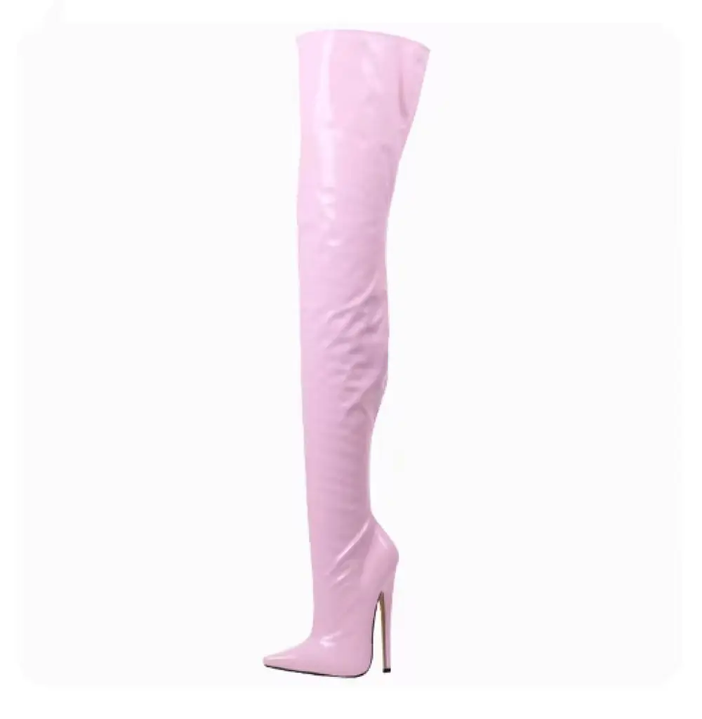 Сексуальные и сексуальные SM лакированные кожаные королевские Сапоги выше колена