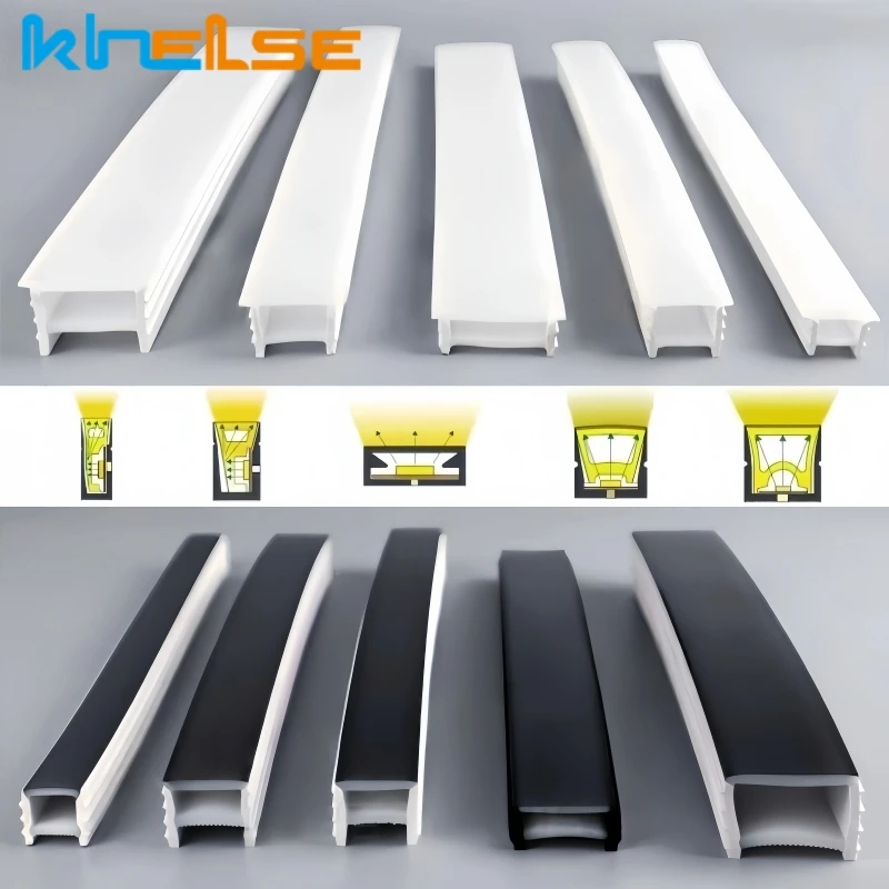 Schwarz Flexible LED Neon Seil Lampe Silikon Rohr Diffusor Einbau Kanal Für WS2811 WS2812B Wasserdichte Band Neon Streifen Lichter