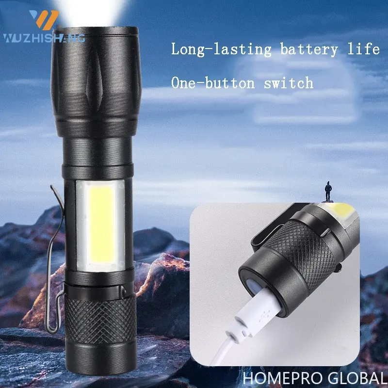 

Built In Battery XP-G Q5 Zoom Focus Mini Led Flashlight Torch Lamp Lantern 2000Lumen Adjustable Penlight Waterproof T6 Led Light