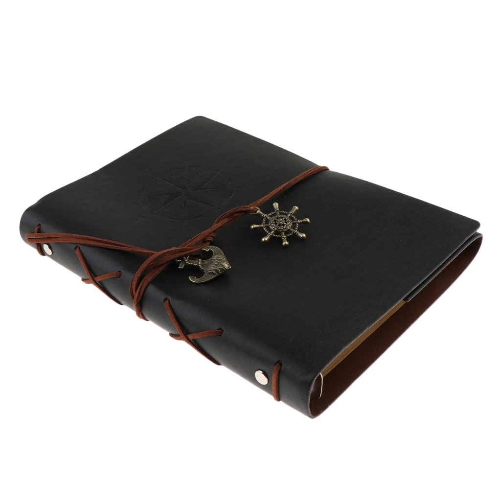 

Leather Notebook Portable Loose Leaf Blank Notebook for Travel Black