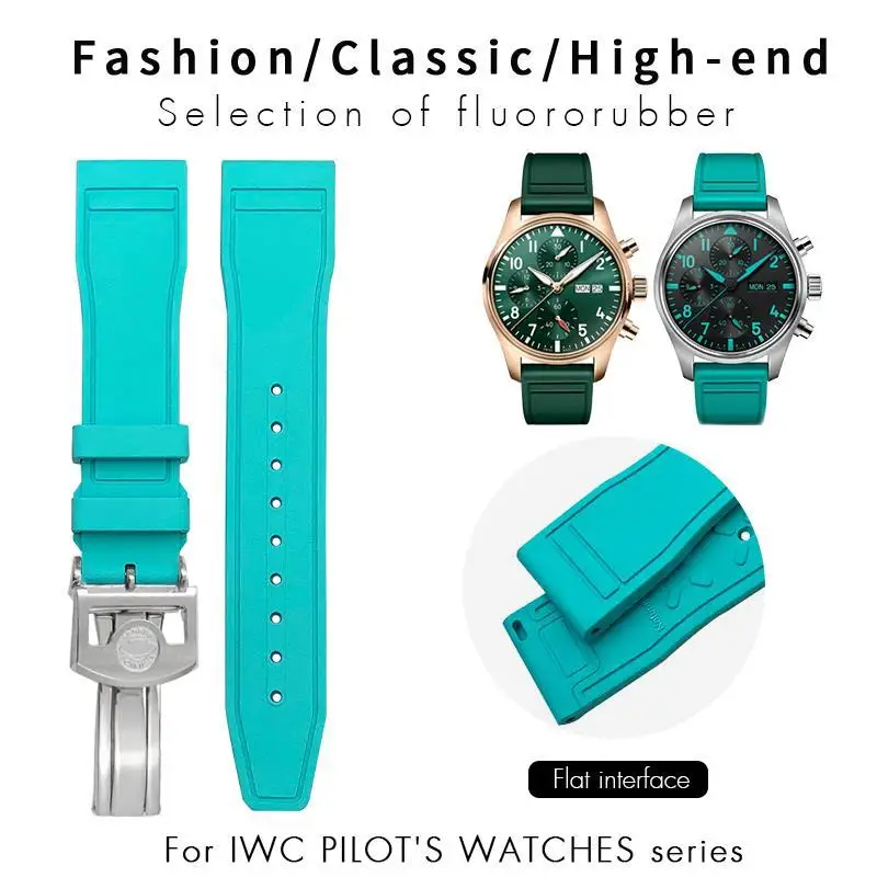 PCAVO оранжево-синий фторкаучуковый ремешок для часов 20 мм 21 22 подходит IWC Pilot Portofino