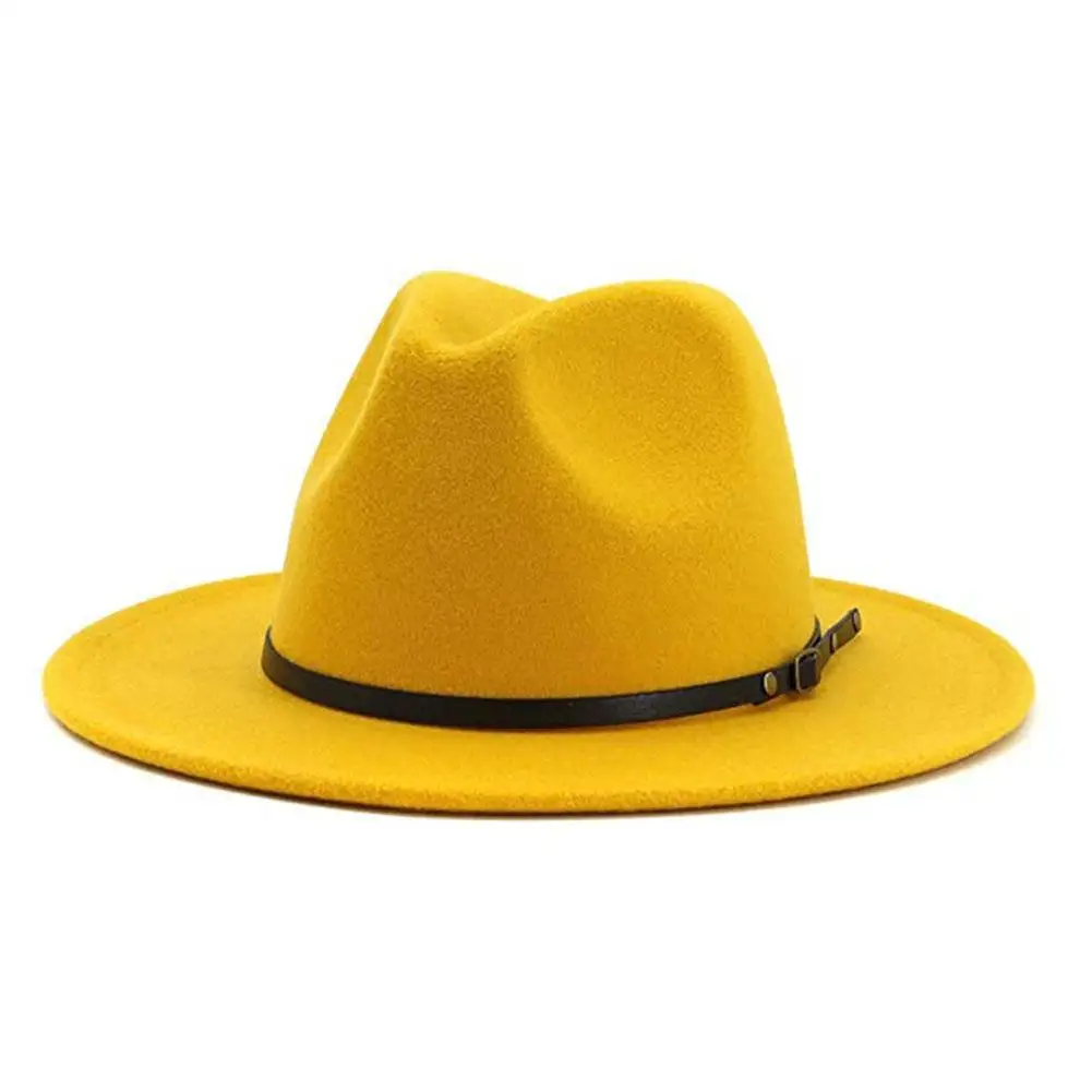 

Trendy Men Hat Wide Brim Wear Resistant Multi Colors Solid Color Fedora Hat