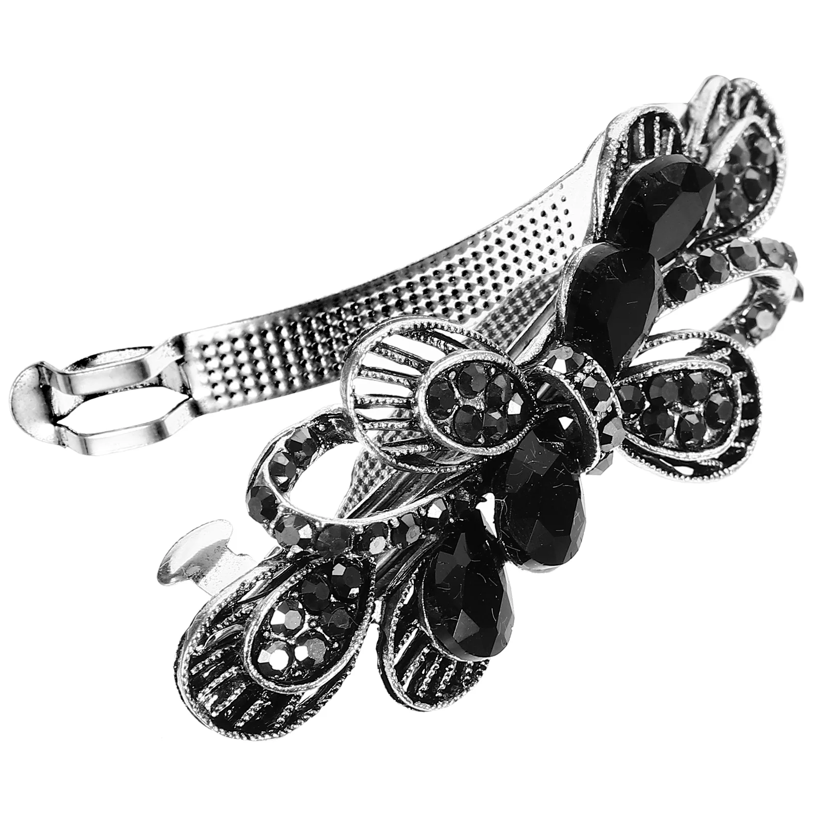 

Crystal Hair Clips Rhinestone Decorative Pin Barrettes Women Rhinestones Modeling 6.5x2.5x1.5cm Black Miss