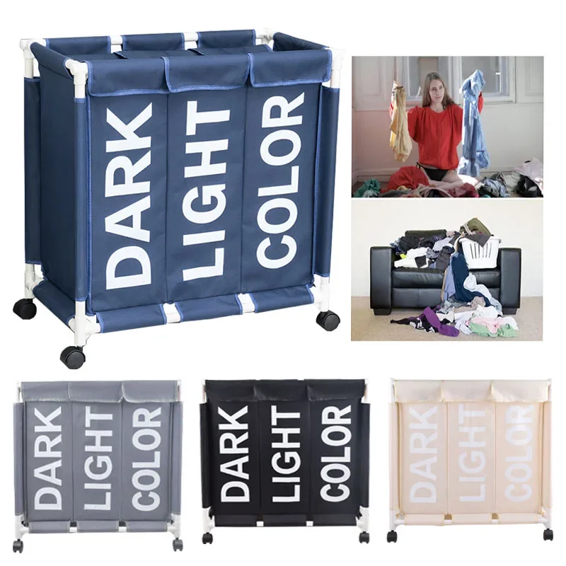 

Хранилище для белья с корзиной, органайзер для белья, сетки для грязной одежды, большая корзина, водонепроницаемая крышка на три корзины