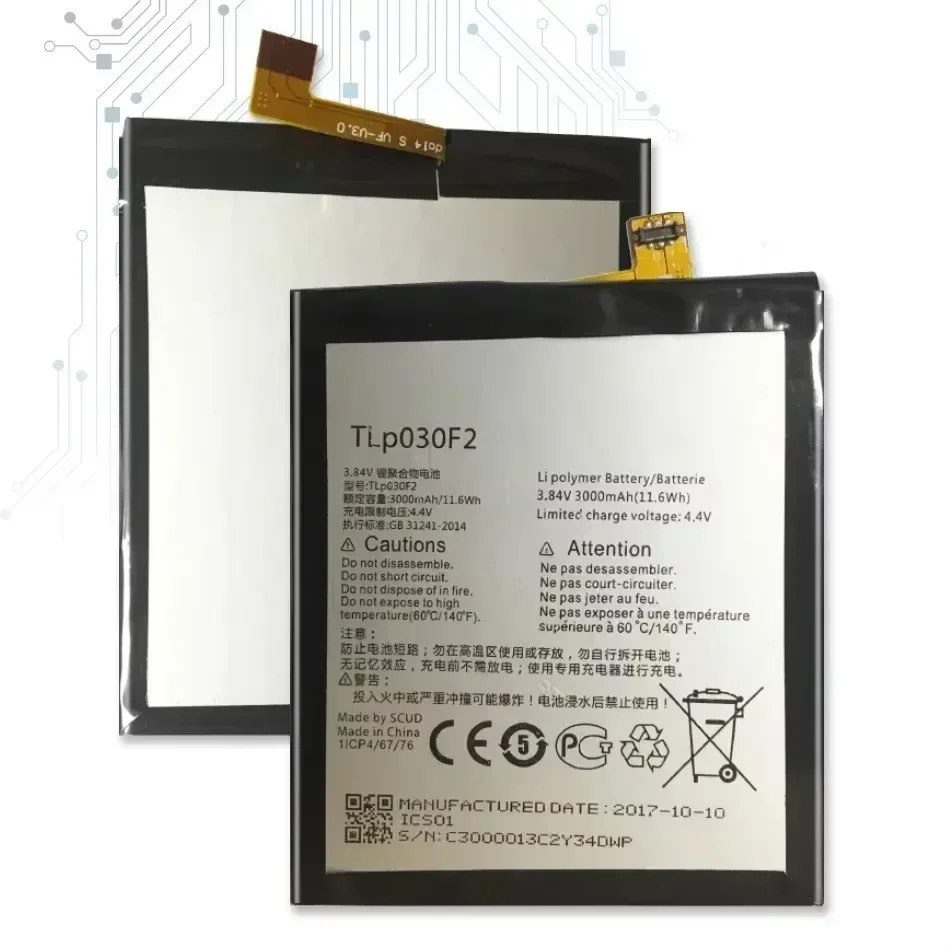 Battery For Alcatel One Touch Idol 4S OT-6070 OT-6070K OT-6070O OT-6070Y 3000Mah Lithium Polymer Tlp030f1 TLP030F2