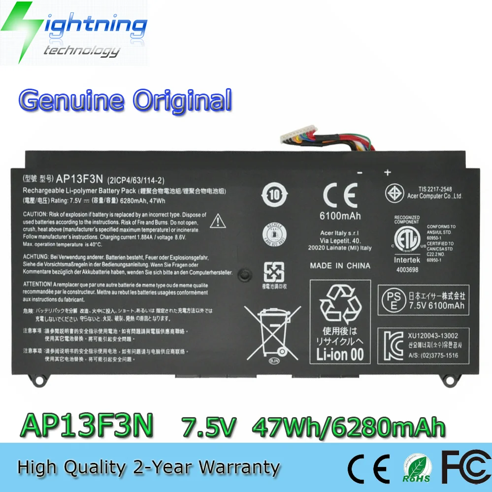 Фото Новая оригинальная батарея AP13F3N для Acer Aspire S7-392 S7-391-6822 Ultrabook 6280 мАч №1