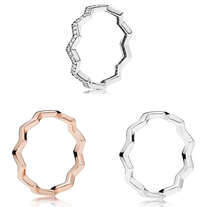 

Original Moments Timeless Zig Zag With Crystal Ring For Women 925 Sterling Silver Wedding Gift Pandor Jewelry