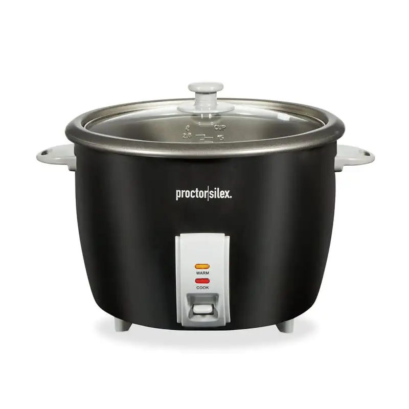 

Cup Rice Cooker & Steamer, Extra-Large Capacity, Includes Accessories, Black & Silver, 37555