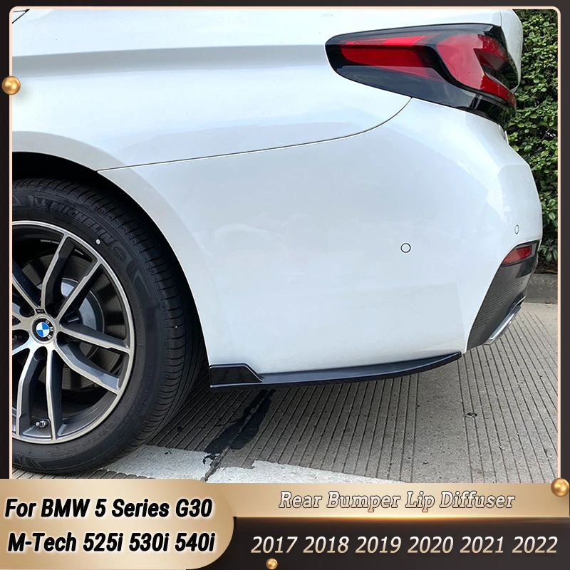 

2Pcs Car Rear Bumper Lip Diffuser Splitter Spoiler Scratch Protector For BMW 5 Series G30 M-Tech 525i 530i 540i 2017-2022+ Black