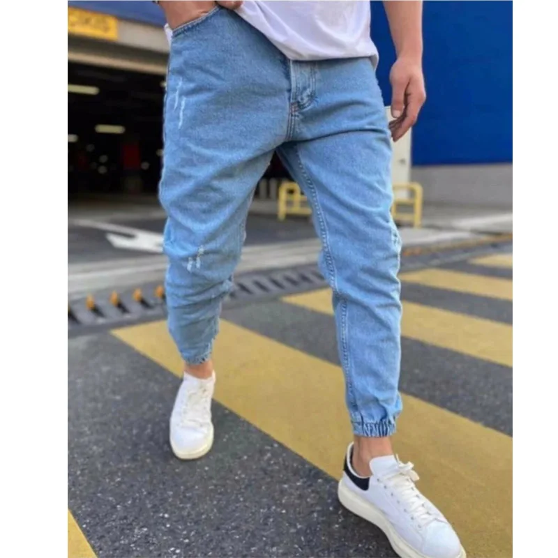 Fashion men's Slim Fit Colorful Jeans Washed Vintage Distressed jeans Trouser Men Super Skinny Denims Pants Jeans for Men